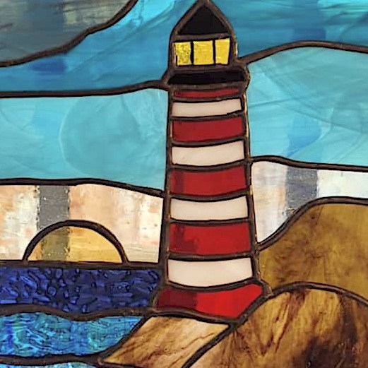 Peinture et vitrail en technique Tiffany, créations de Danielle Ouellet.